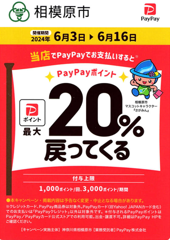 PayPayポイント最大20%戻ってくる